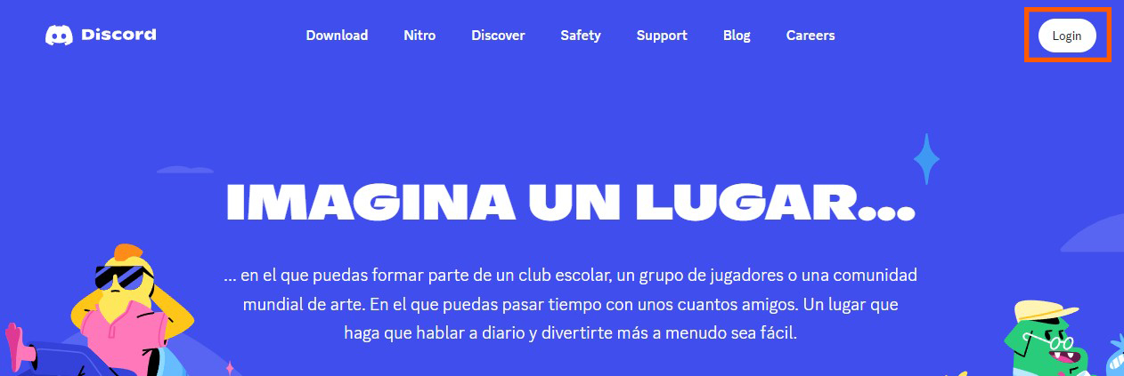 Página de inicio de discord.com